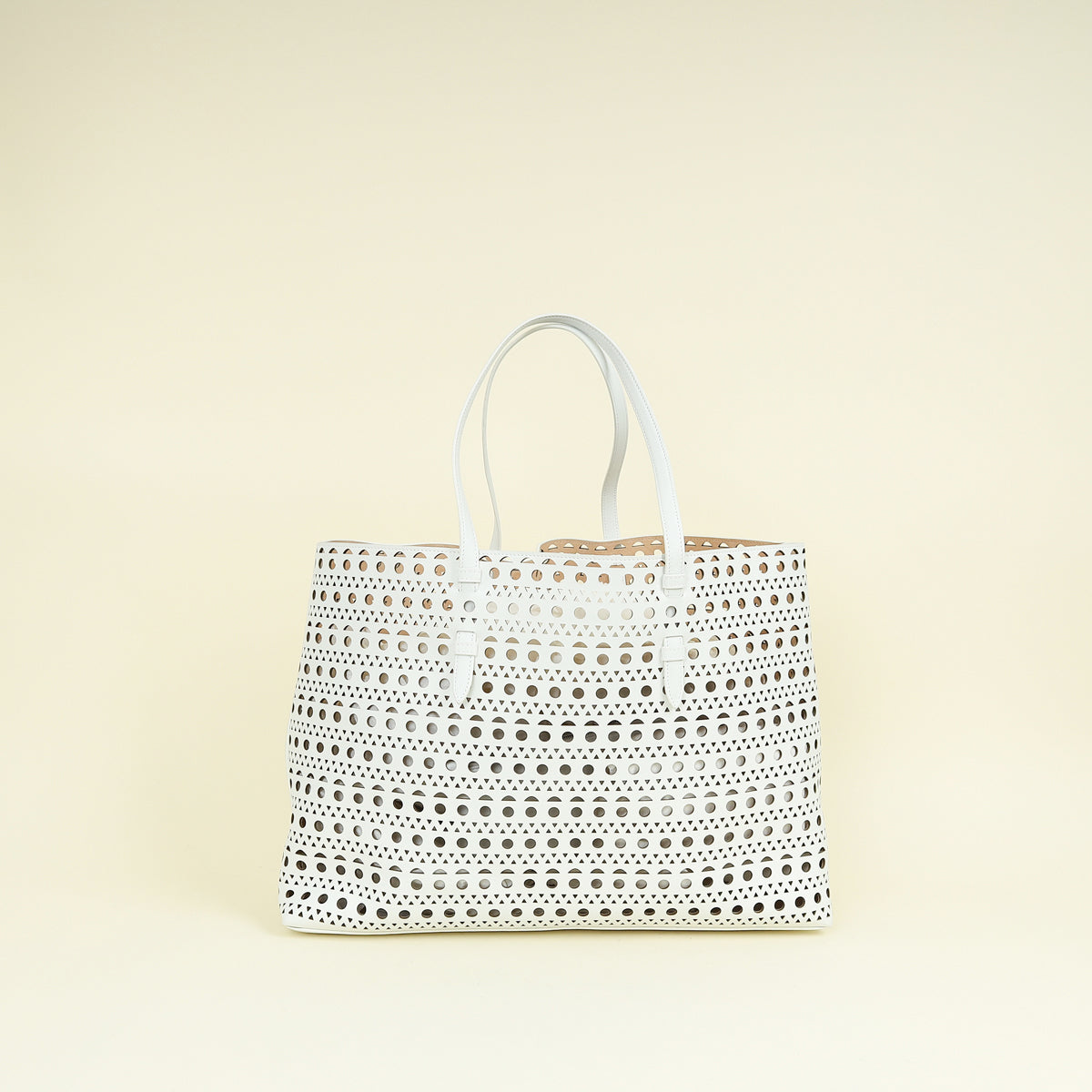 Alaia White Cut-Out Mina 44 Tote Bag | Pre-Owned The Closet UAE 