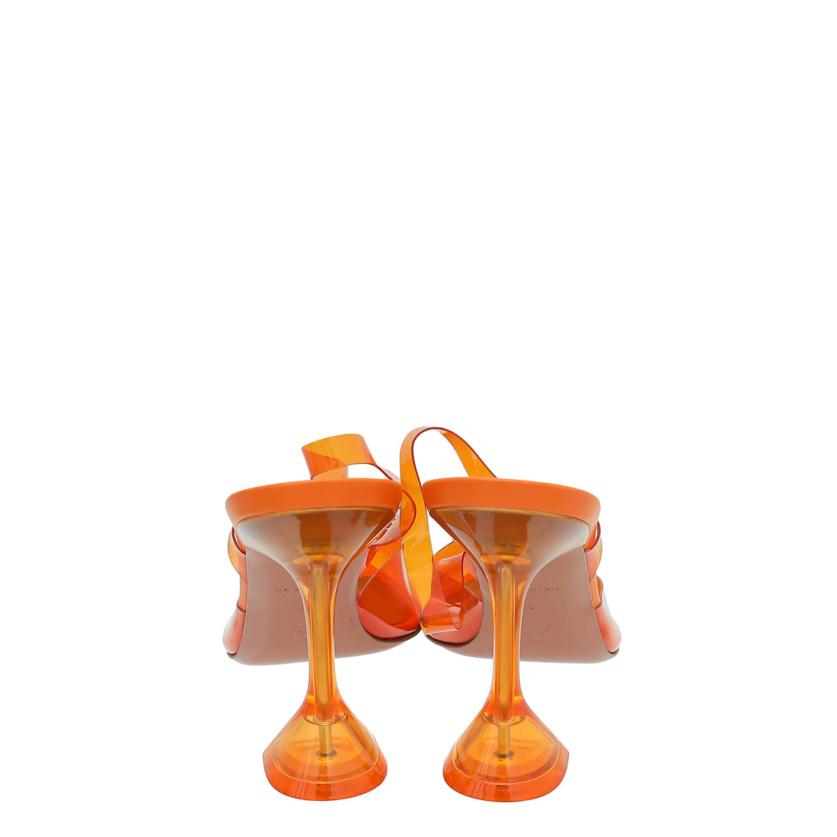 Amina Muaddi Orange Rosie Glass Crystal Bow PVC Pump