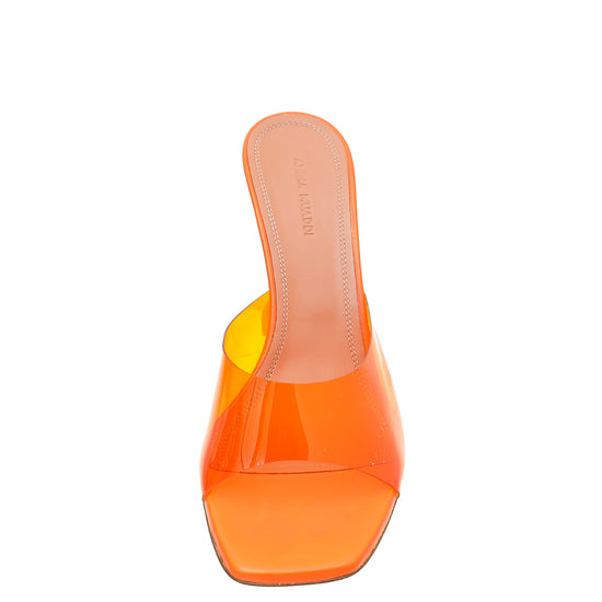 Amina Muaddi Orange Lupita Glass Slipper 39