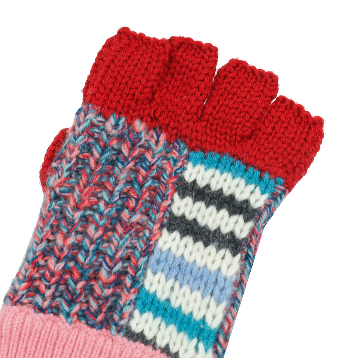 Burberry Pink Multicolor Patchwork Pom Pom Beanie 