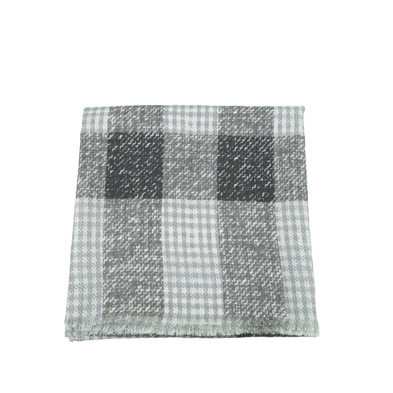 Burberry Gray Houndstooth Check Print Fringe Scarf