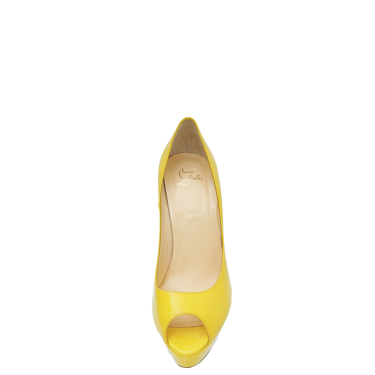 Christian Louboutin Yellow Lady Peep 150 Pump 41 – THE CLOSET