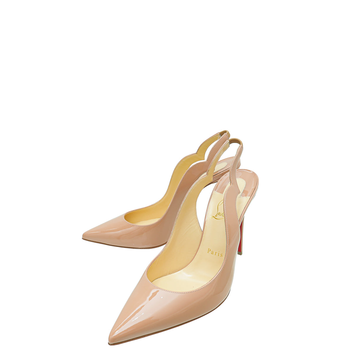 Christian Louboutin Nude Hot Chick Sling 100 Pumps 38.5 – THE CLOSET