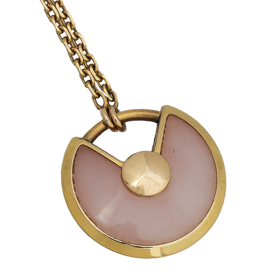 Cartier 18K Rose Gold Pink Opal Diamond Amulette De Cartier XS Necklace