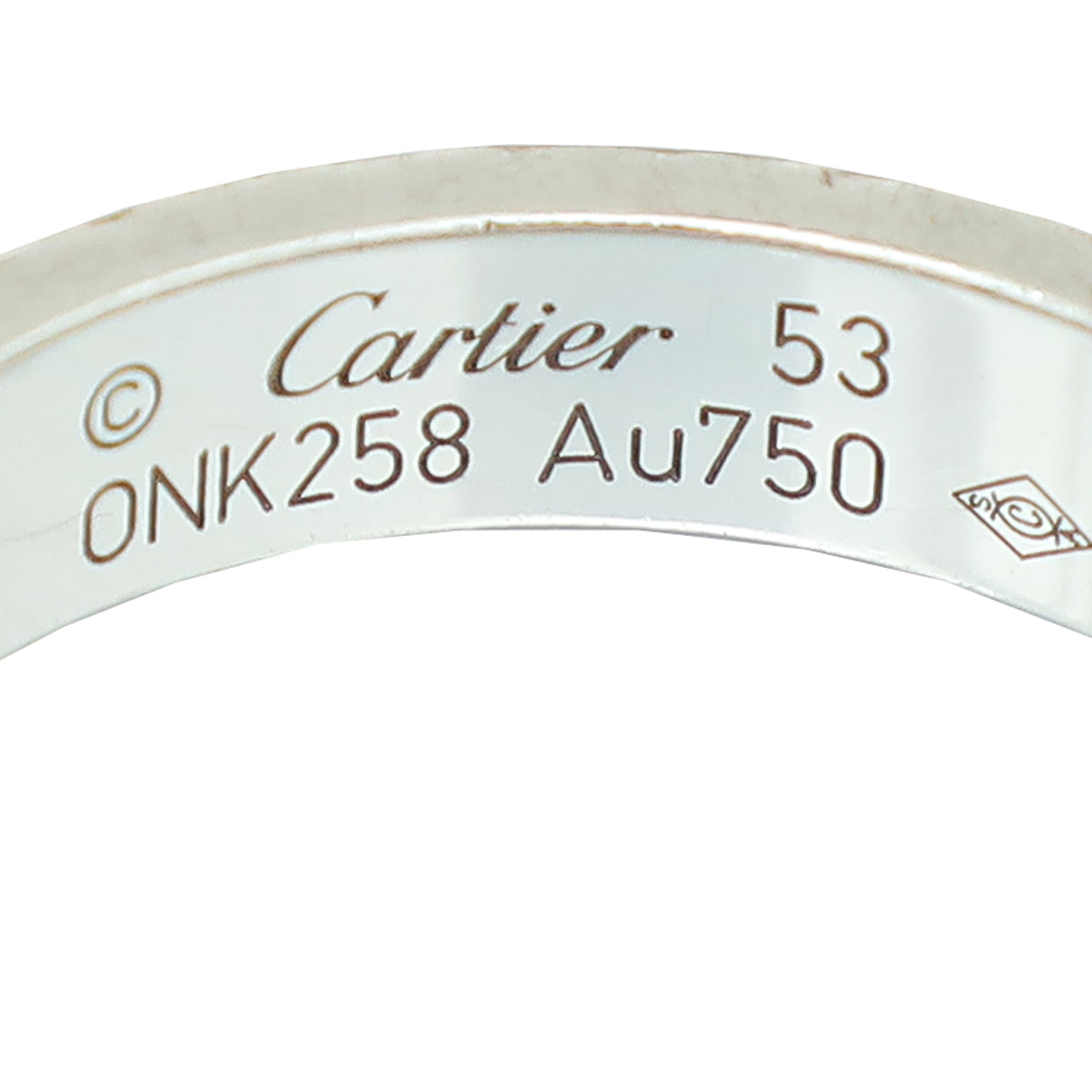 Cartier 18K White Gold Diamond Love Wedding Band Ring 53