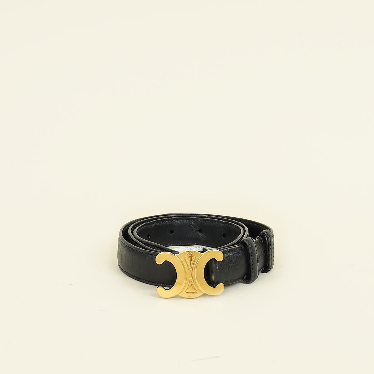 Celine Triomphe 25mm Black Leather Belt with Gold Buckle ?SALE?PRE-ORDER! C E L I N E Triomphe Belt 25mm (29,500  main image 2