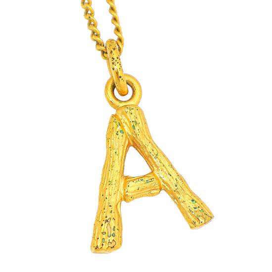 Celine Gold Finish Alphabet "A" Pendant Necklace