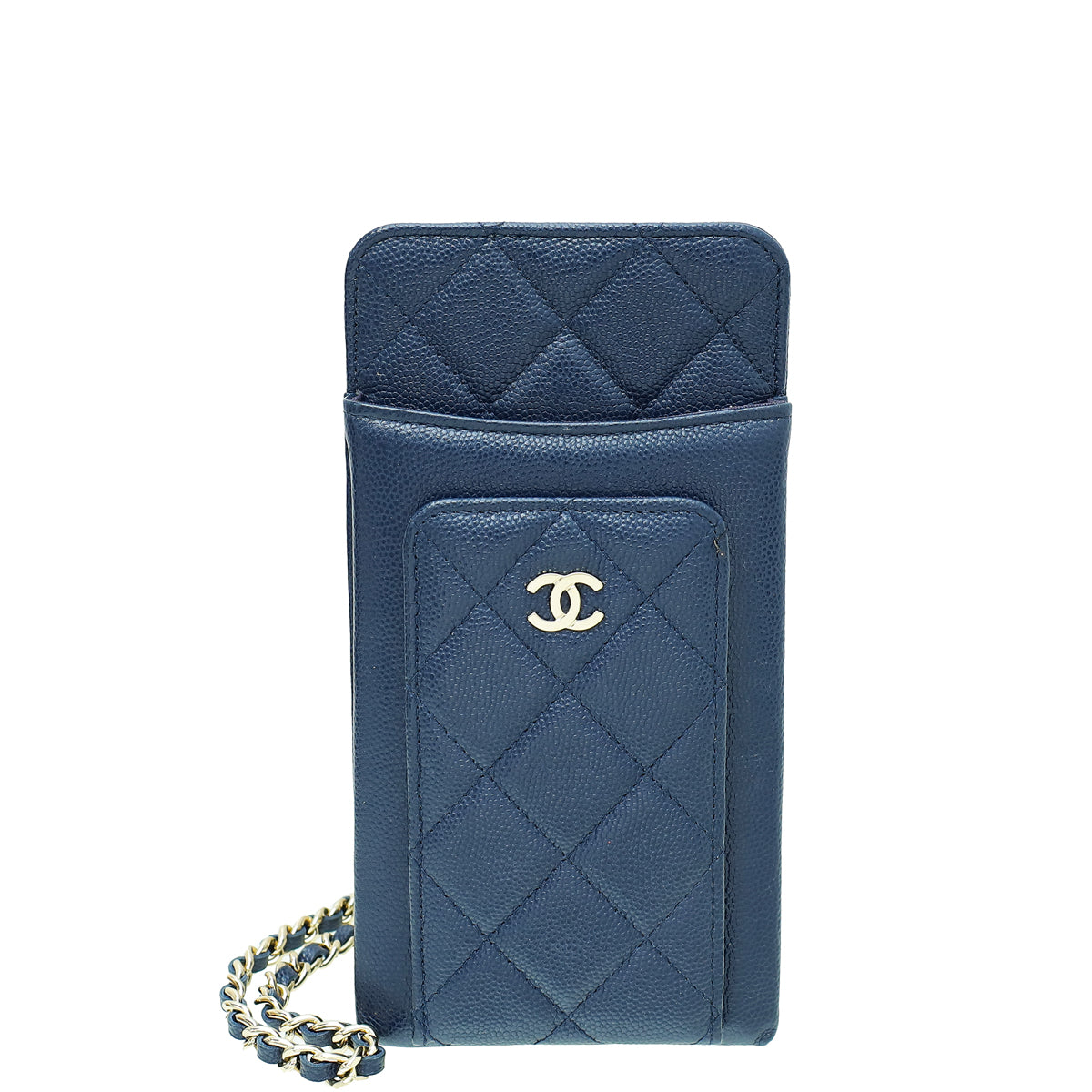 Chanel Navy Blue CC Compact Phone Chain Pouch – THE CLOSET