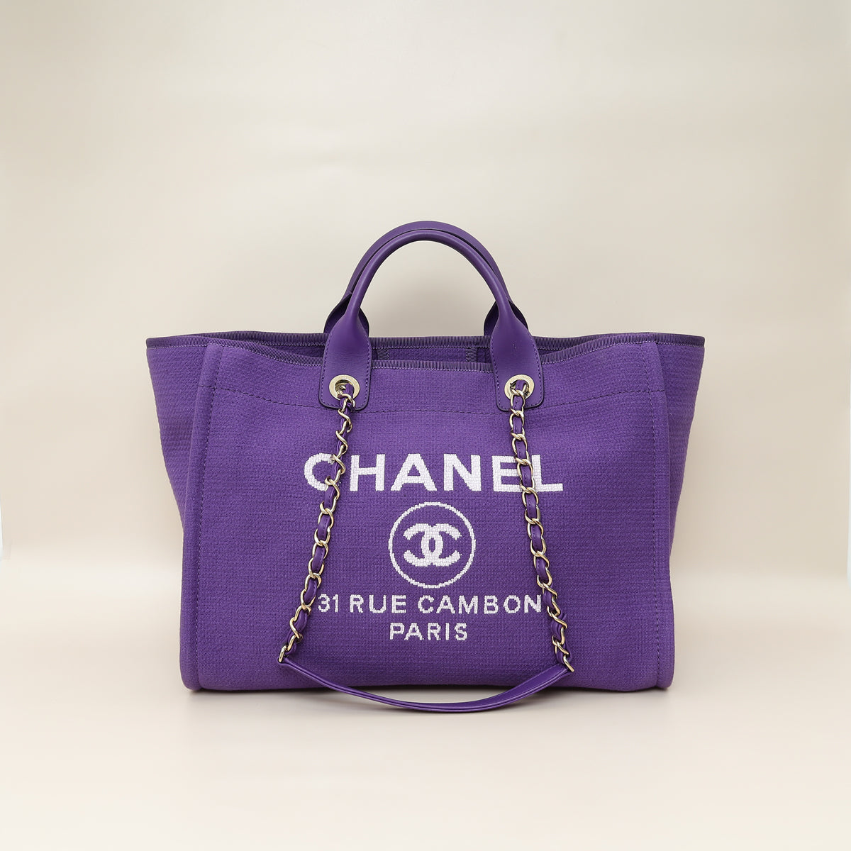 Chanel Violet CC Deauville Medium Tote Bag – THE CLOSET