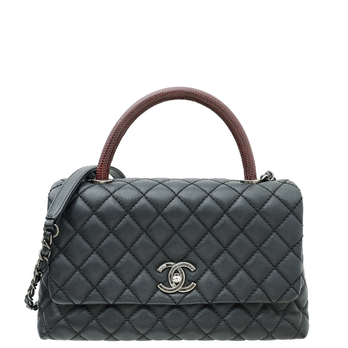 Chanel Black CC Coco Handle Lizard Top Handle Bag – THE CLOSET