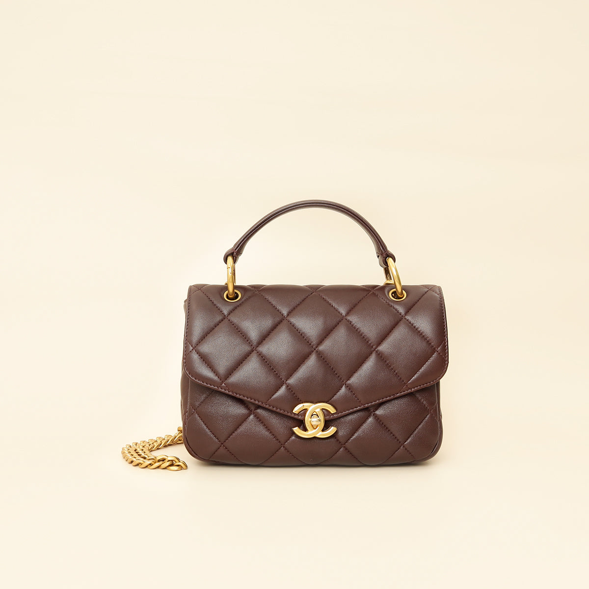 CHANEL ブラウン キルティング バッグ Chanel Brown CC Top Handle Quilted Flap Bag – THE CLOSET