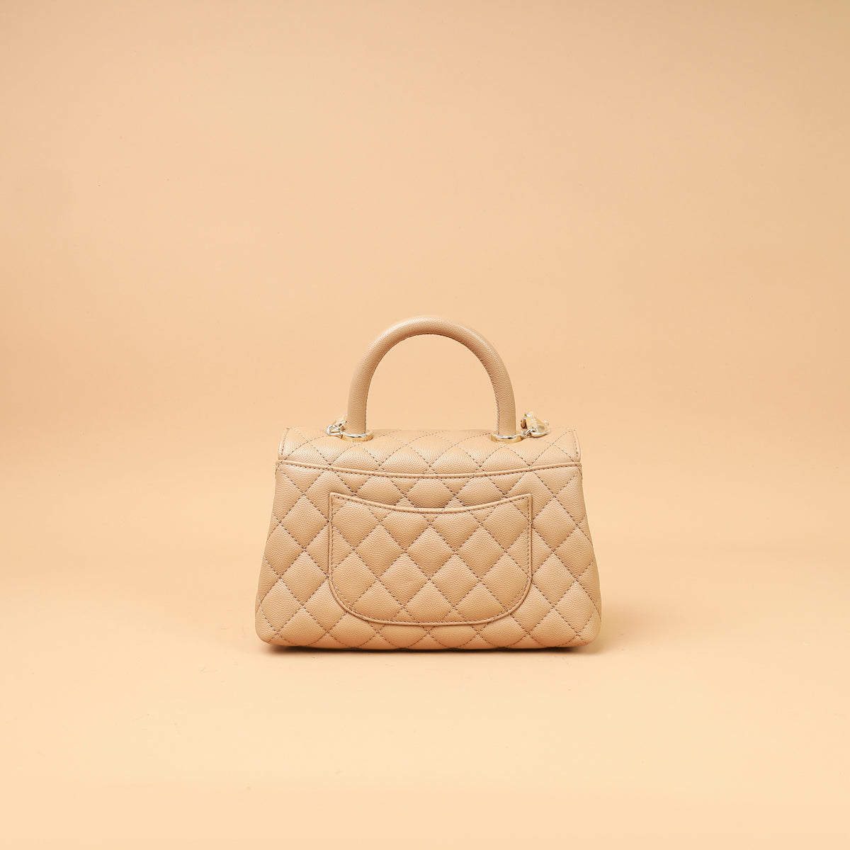 CHANEL ノベルティ ココハンドル ベージュ 19cm 入手困難】大人気シャネル ココハンドル19cm│ベージュ×G金具 (CHANEL
