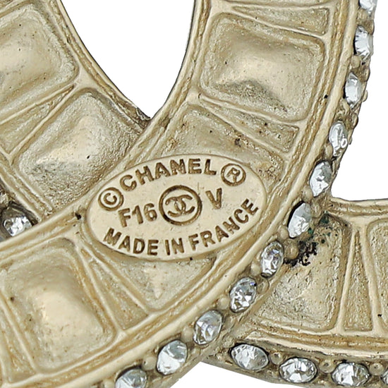 Chanel Gold CC Crystal Baguette Brooch