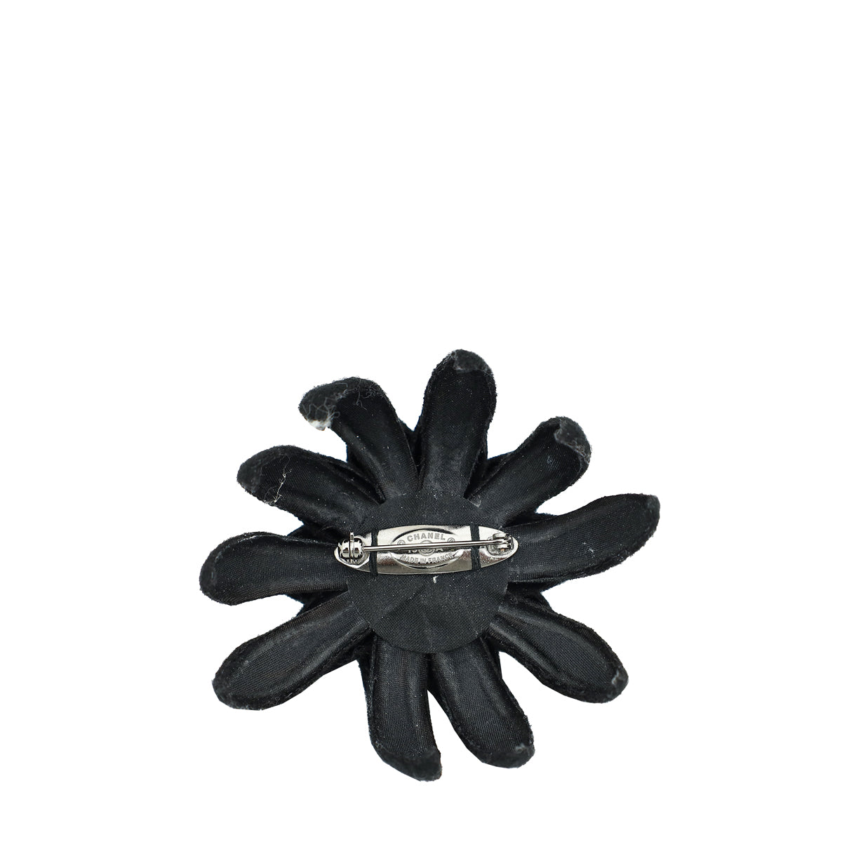 CHANEL Black Floral Hair Brooch Vintage Chanel Paris Black Satin Camellia Flower Brooch main image 4