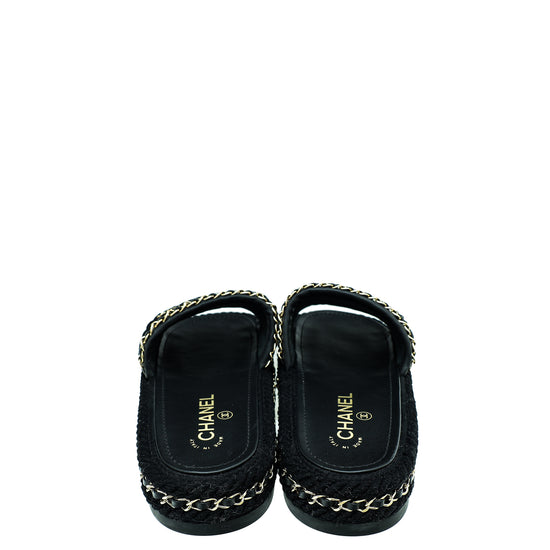 Chanel Black CC Rope Platform Sandals