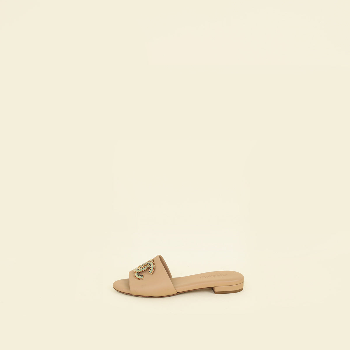 Chanel Dark Beige CC Logo Slides Mules 37C – THE CLOSET