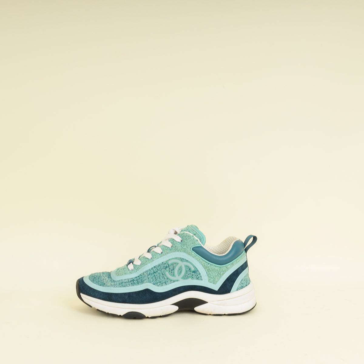 Chanel Mint Green CC Tweed Lace Up Sneakers 38 – THE CLOSET