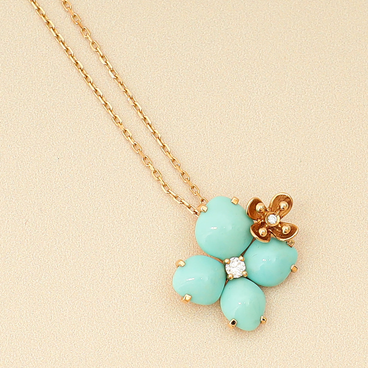 Chaumet 18K Rose Gold Hortensia Eden Turquoise Diamond Pendant