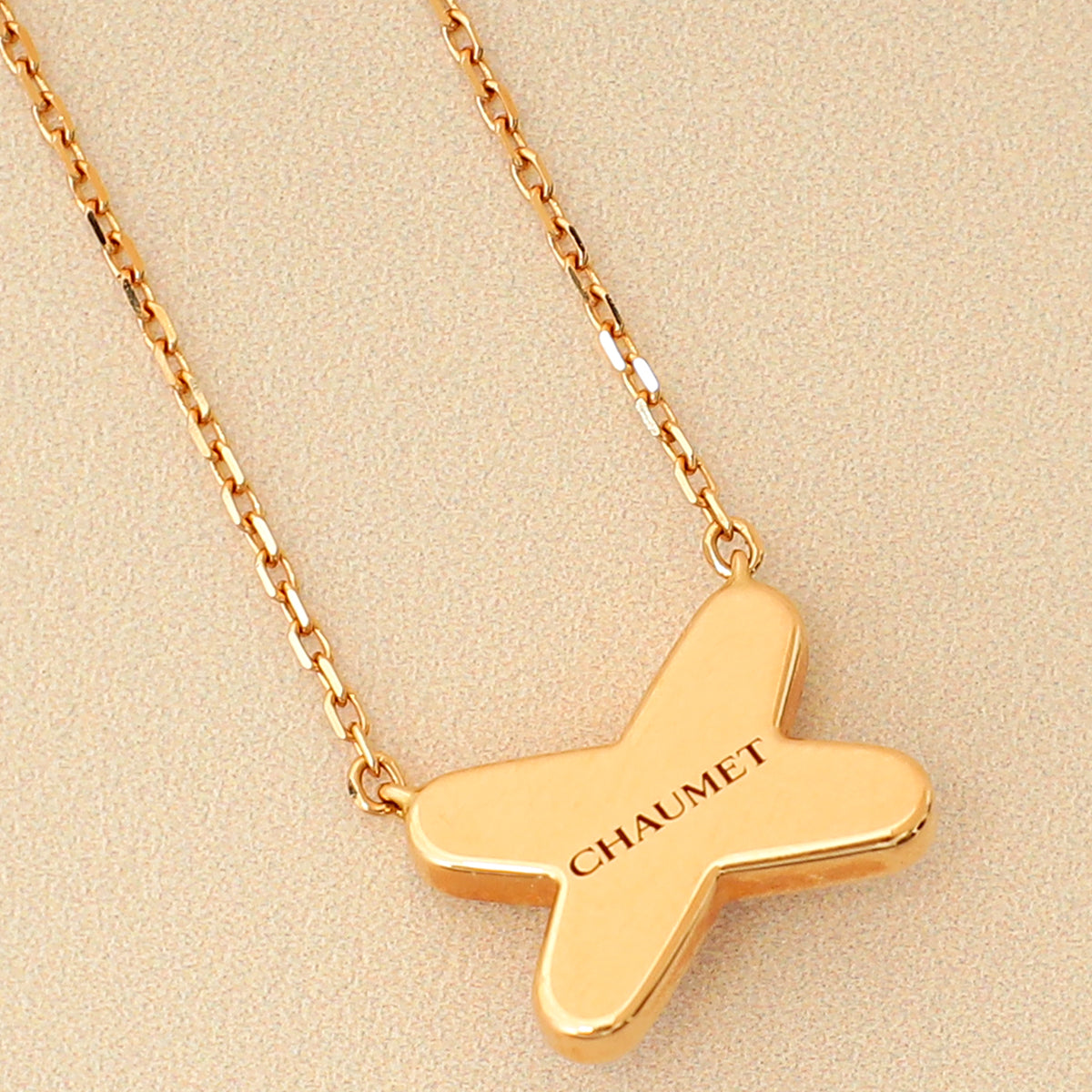 Chaumet 18K Rose Gold Jeux de Liens Pink Lacquer Diamond pendant