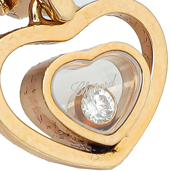 Chopard 18K Pink Gold Diamond Happy Hearts Earrings