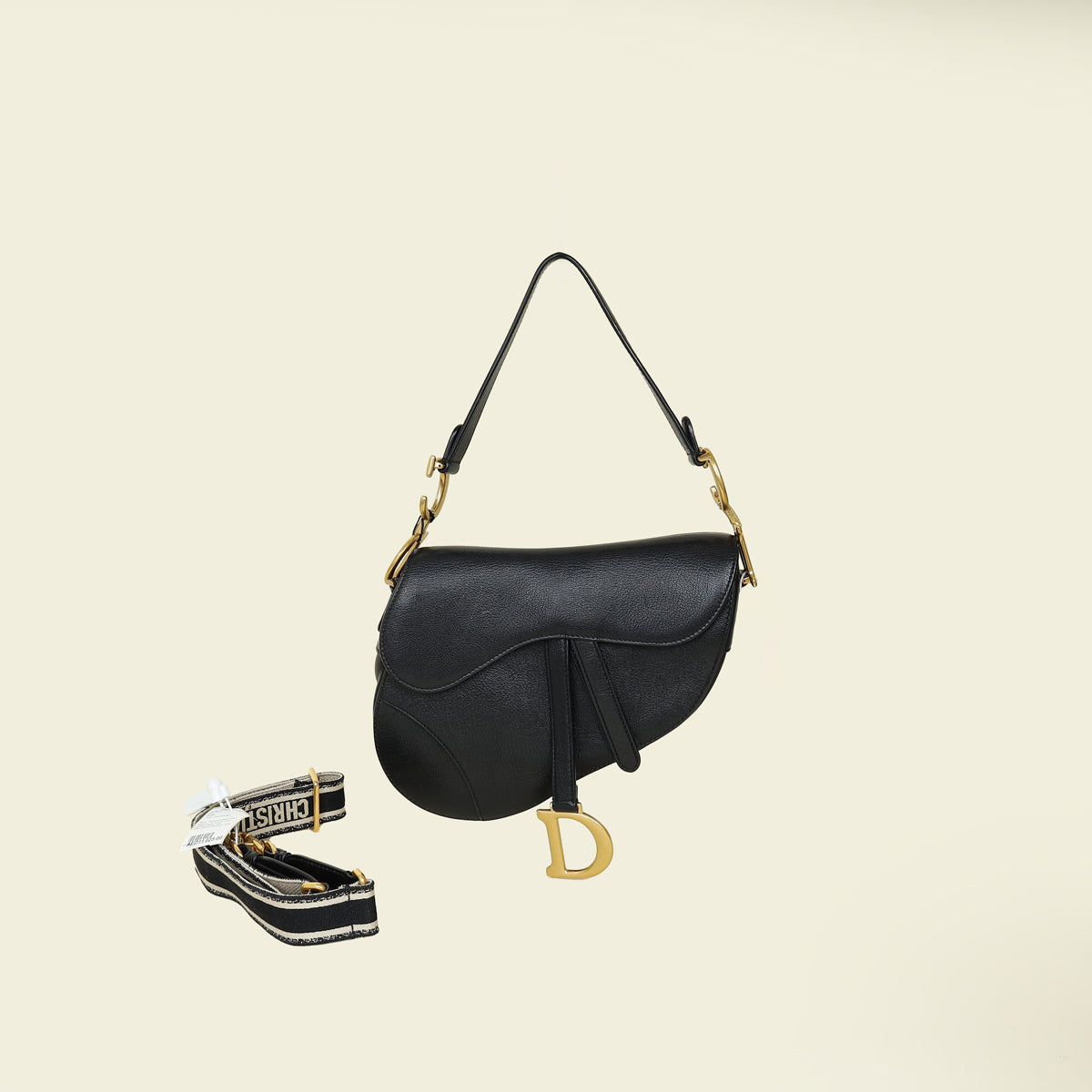 Christian Dior Black Saddle Medium Bag w/ Jacquard Strap – THE CLOSET