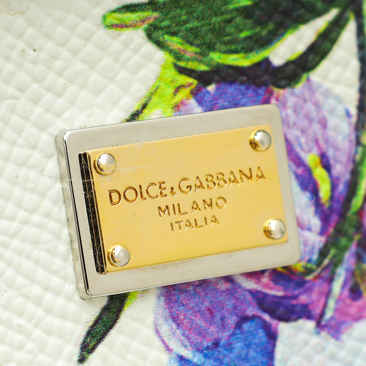Dolce & Gabbana Tricolor Dauphine Wisteria Print Sicily Medium Bag