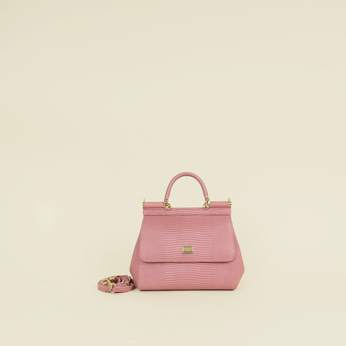 Dolce & Gabbana Pink Lizard Embossed Sicily Small Bag – THE CLOSET