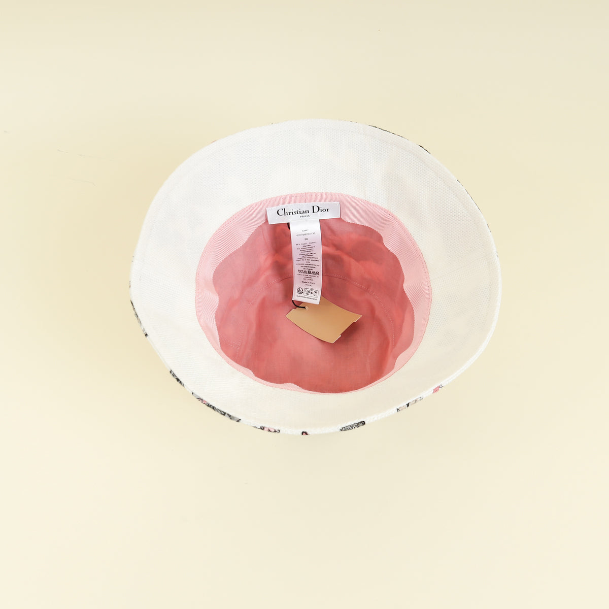 Christian Dior White Multicolor Butterfly Embroidered Bucket Hat