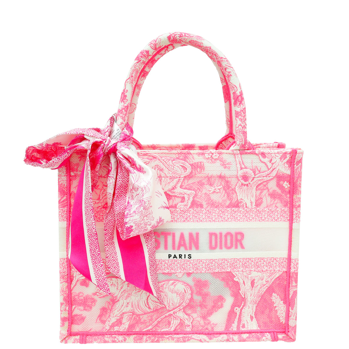 Christian Dior Bicolor Toile De Jouy Embroidered Mesh Book Tote