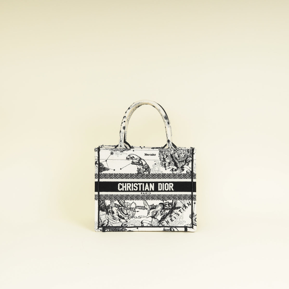 Christian Dior Bicolor Zodiac Embroidery Small Book Tote Bag W/ UP