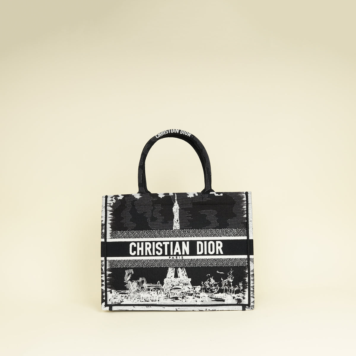 Christian Dior Paris w/ Eiffel Tower Embroidered Book Medium Tote