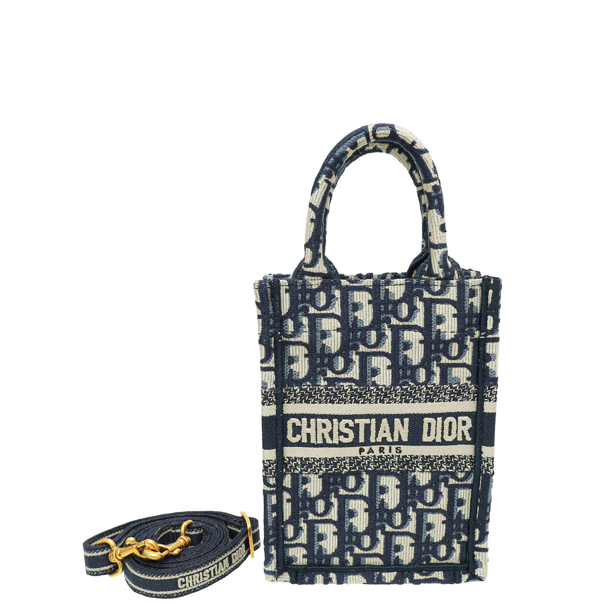 Christian Dior Navy Blue Oblique Mini Vertical Book Tote Bag – THE