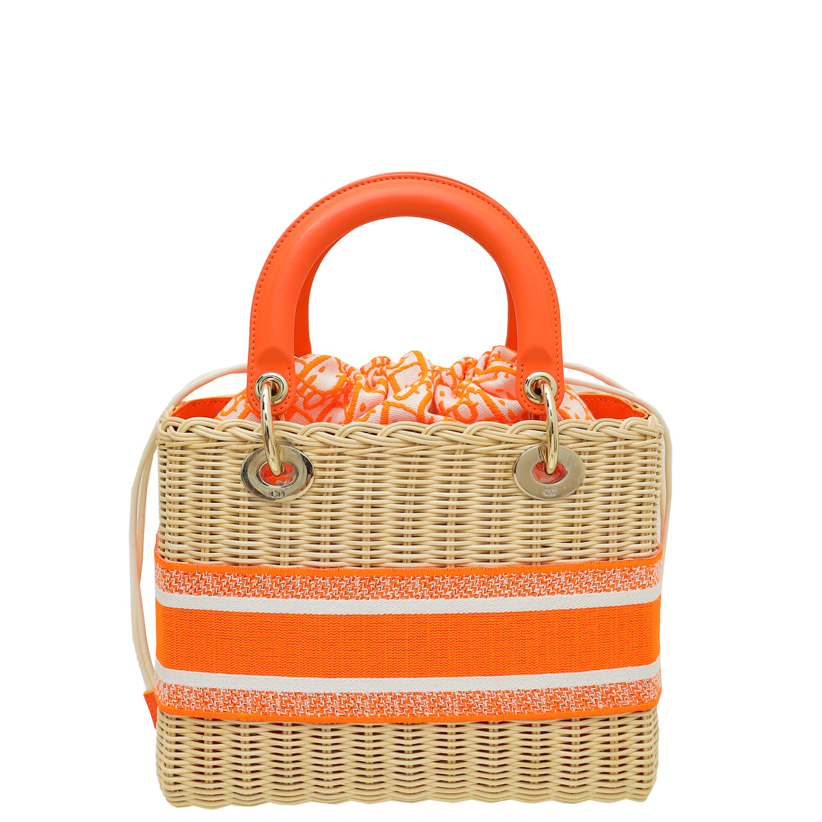 Christian Dior Orange Lady Dior Natural Wicker Medium Bag – THE CLOSET