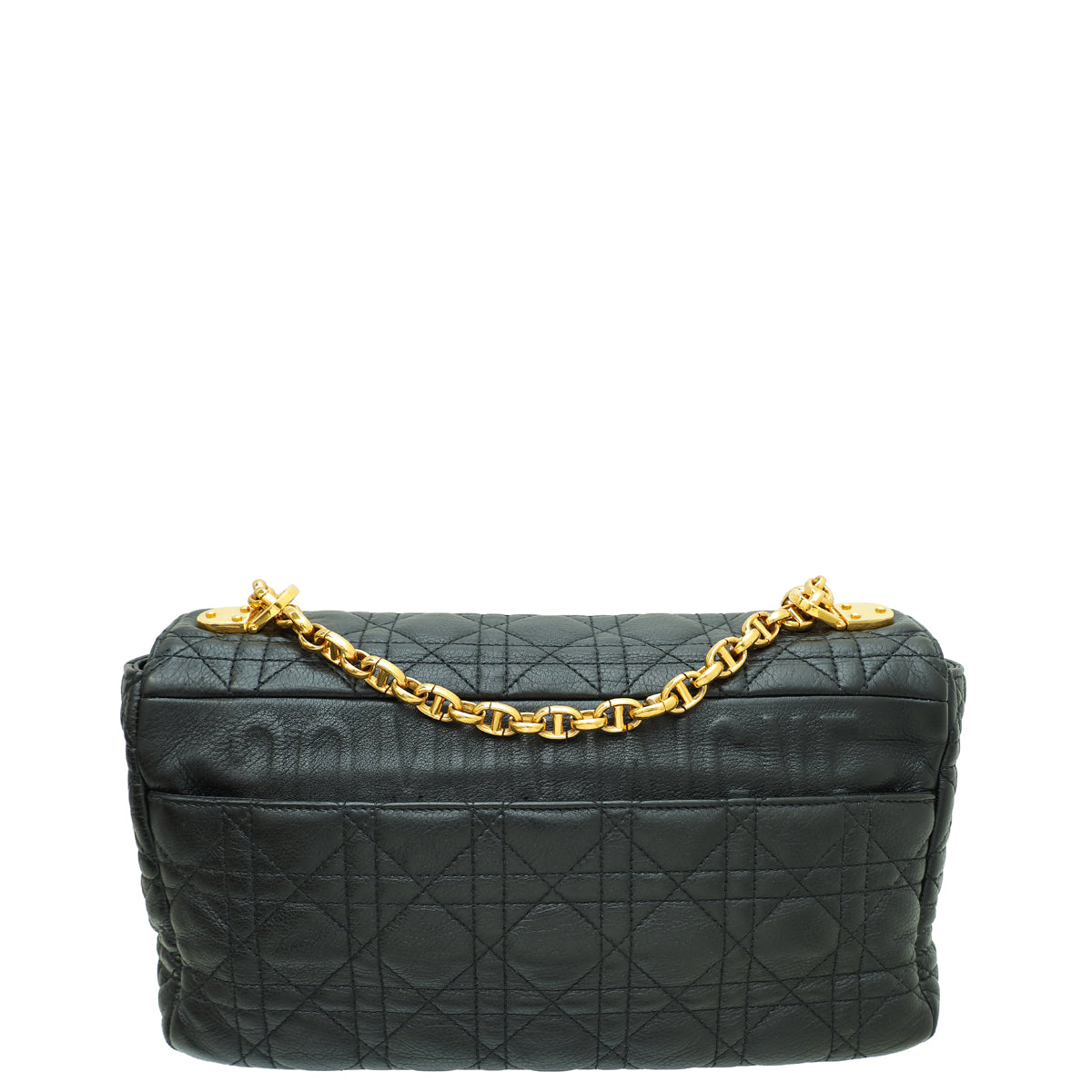 Christian Dior Black Supple Cannage Caro Large Flap Bag | Pre