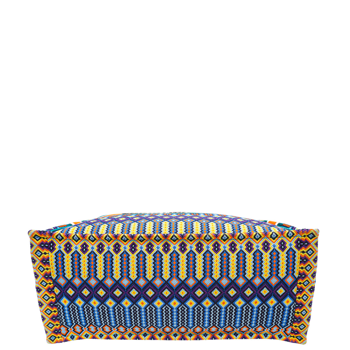 Christian Dior Orange Multicolor Embroidered Book Tote Large Bag