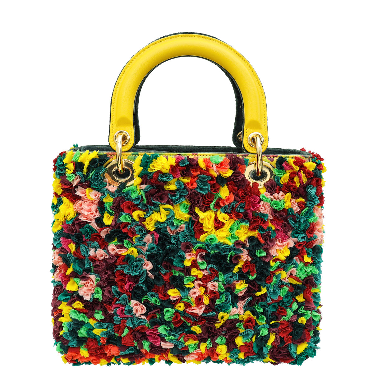 Christian Dior Yellow Multicolor L.E Shara Hughes Lady Dior Medium