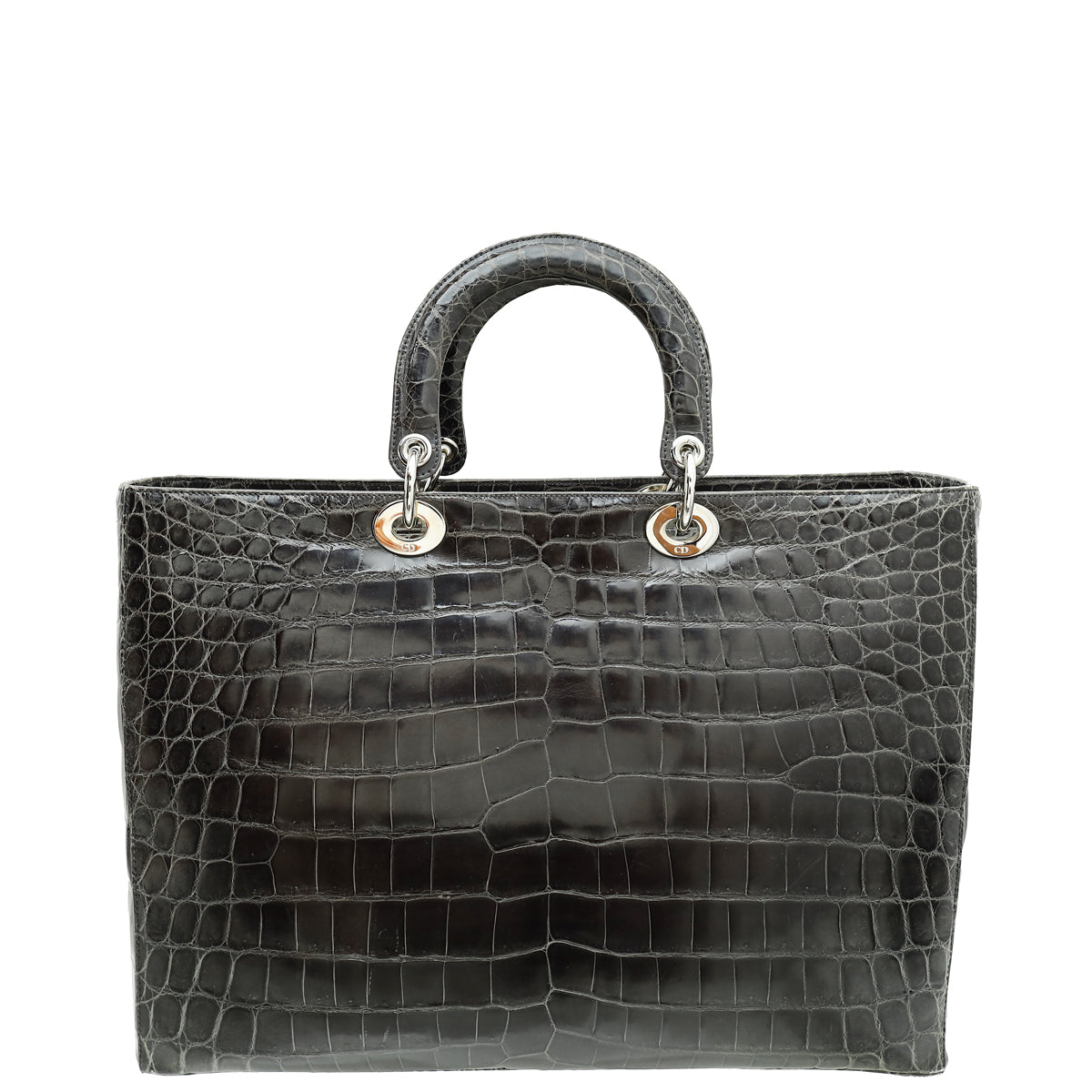 Christian Dior Dark Grey Crocodile Haute Maroquinerie Lady Dior XL