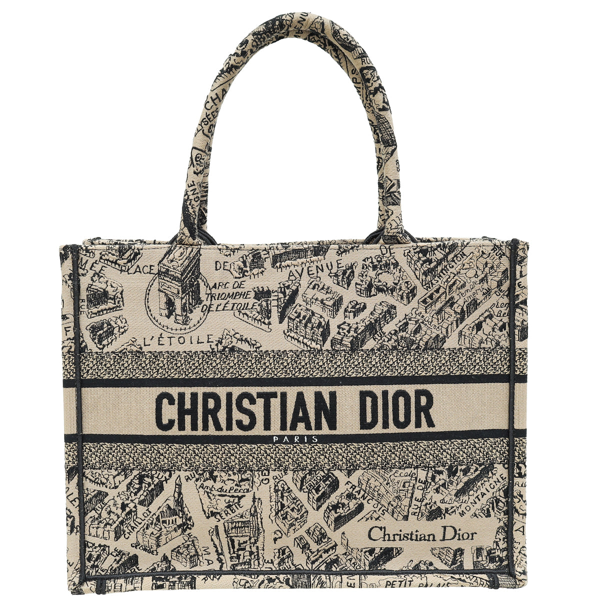 Christian Dior Bicolor Plan De Paris Embroidered Book Tote Medium
