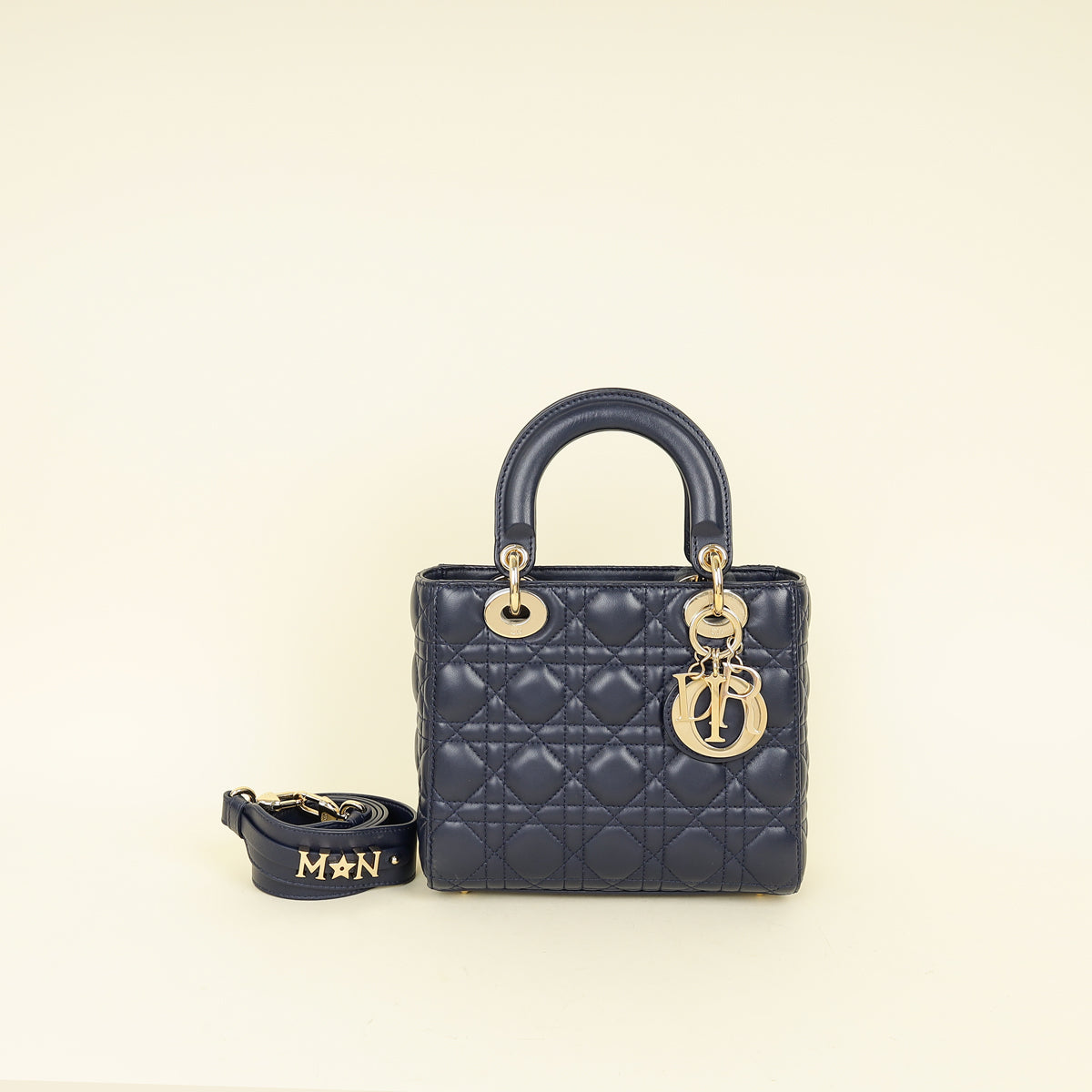 【値下可】Lady Dior バッグ　ミニ　ネイビーChristian Dior Christian Dior Navy My ABCDior Lady Dior Small Bag – THE CLOSET