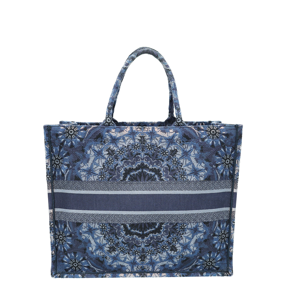 Christian Diorネイビーブルーのキャンバストートバッグ Christian Dior Navy Blue Book Tote KaleiDiorscopic Embroidered