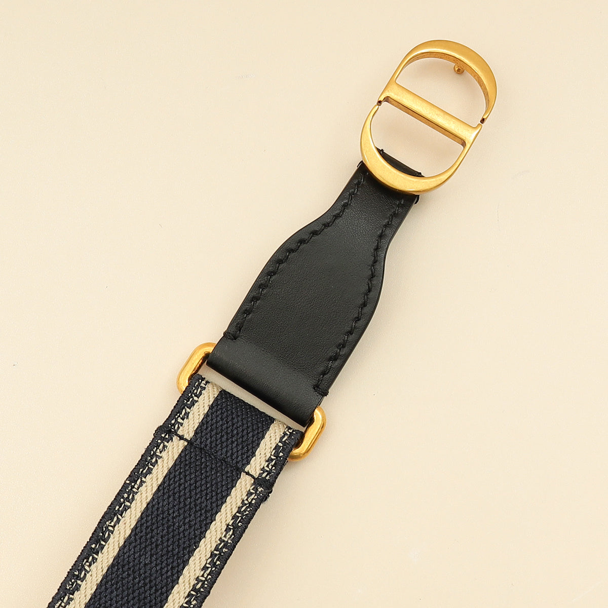 Christian Dior Navy Blue Jacquard Logo Oblique CD Waist Belt  display picture 1