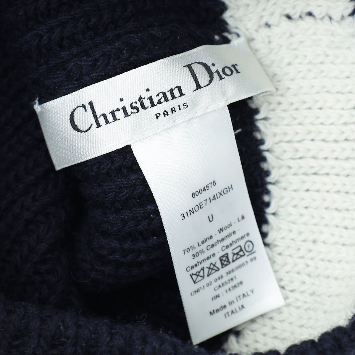 Dior D-White Beanie in Navy Blue Wool and Cashmere Knit Kids main image 2