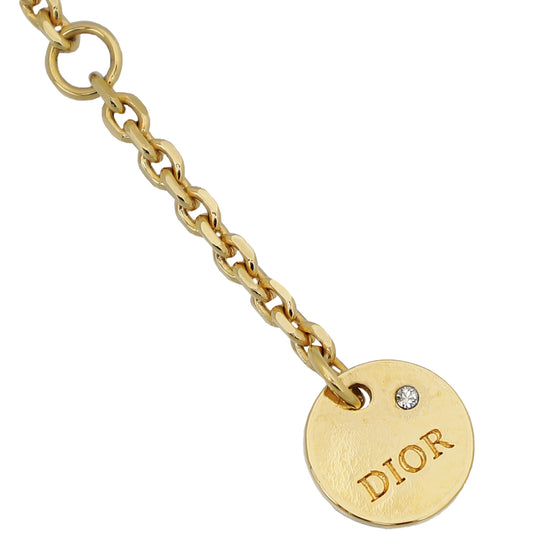 Christian Dior Gold Petit CD Crystal Double Necklace