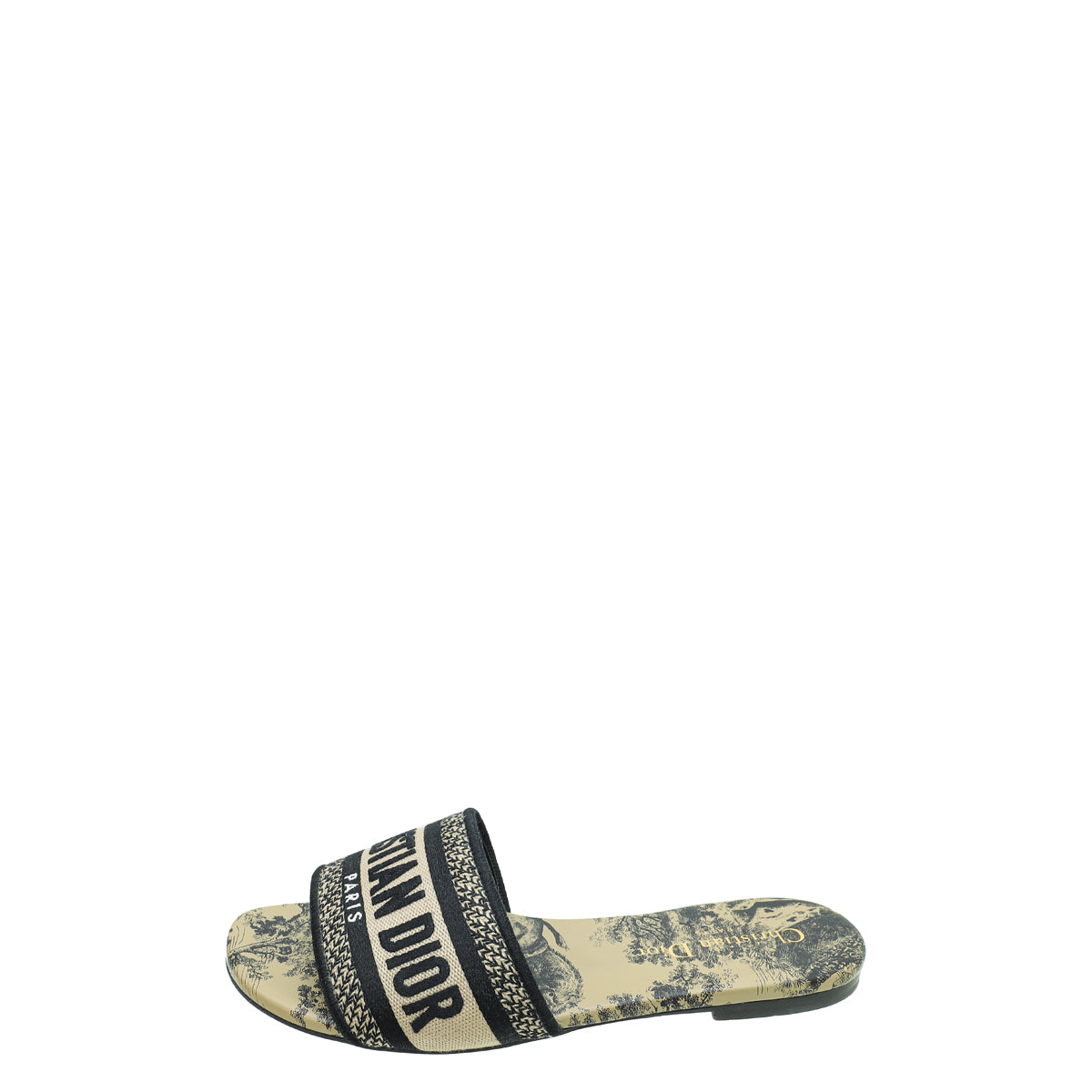 Christian Dior Bicolor Dway Toile De Jouy Embroidered Flat Sandal