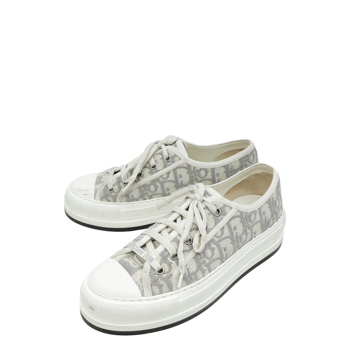 Christian Dior スニーカー 37ホワイト/グレー Christian Dior Grey Oblique Walk N' Dior Low Top Sneaker 37 – THE