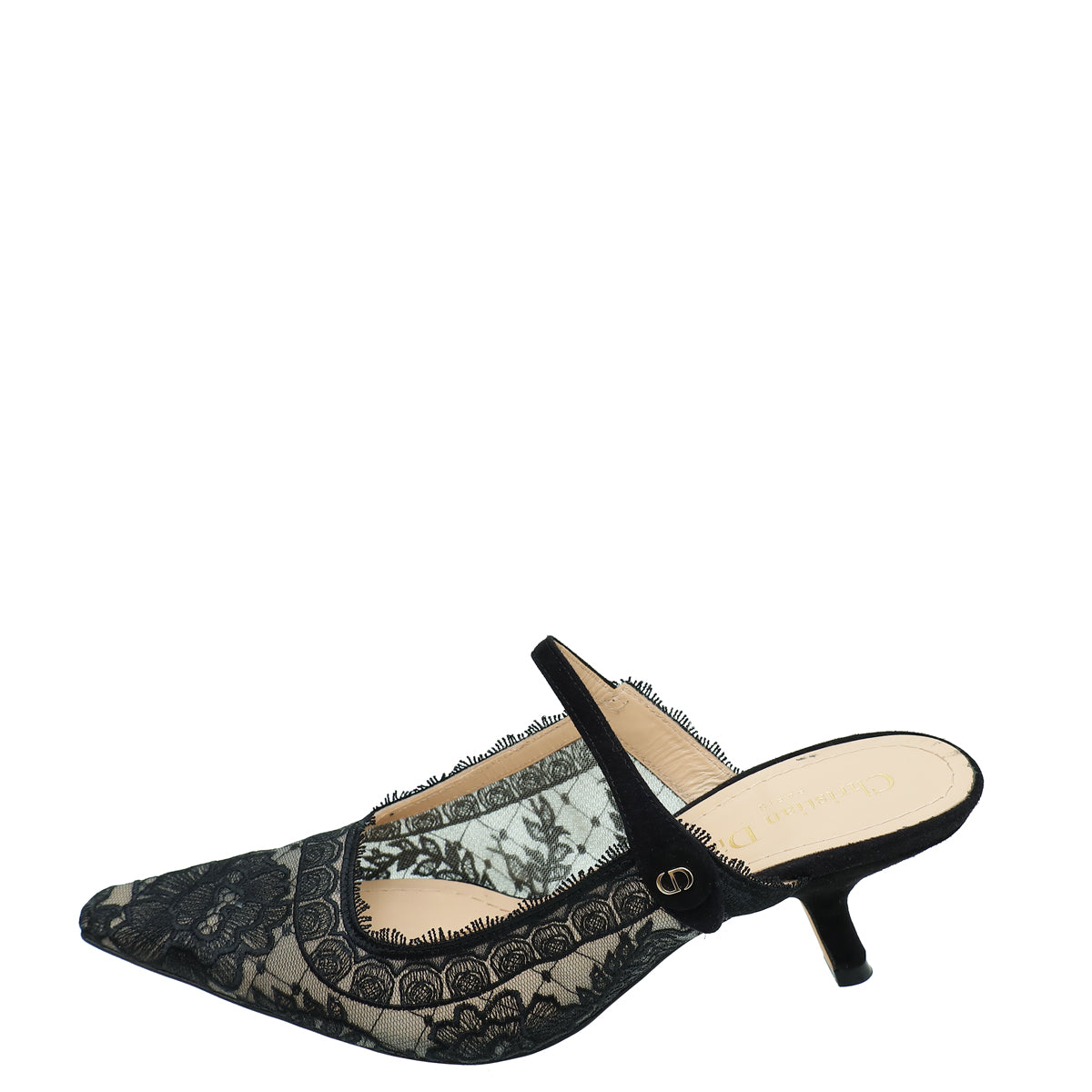 Christian Dior Black Rose Motif Dior Capture Heeled Mule 38 – THE