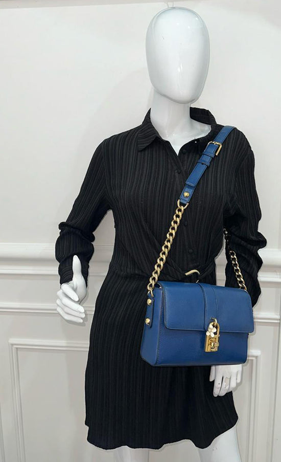 Dolce & Gabbana Blue Padlock Flap Shoulder Bag