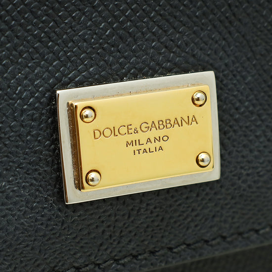 Dolce & Gabbana Black Dauphine Sicily Flap Large Bag