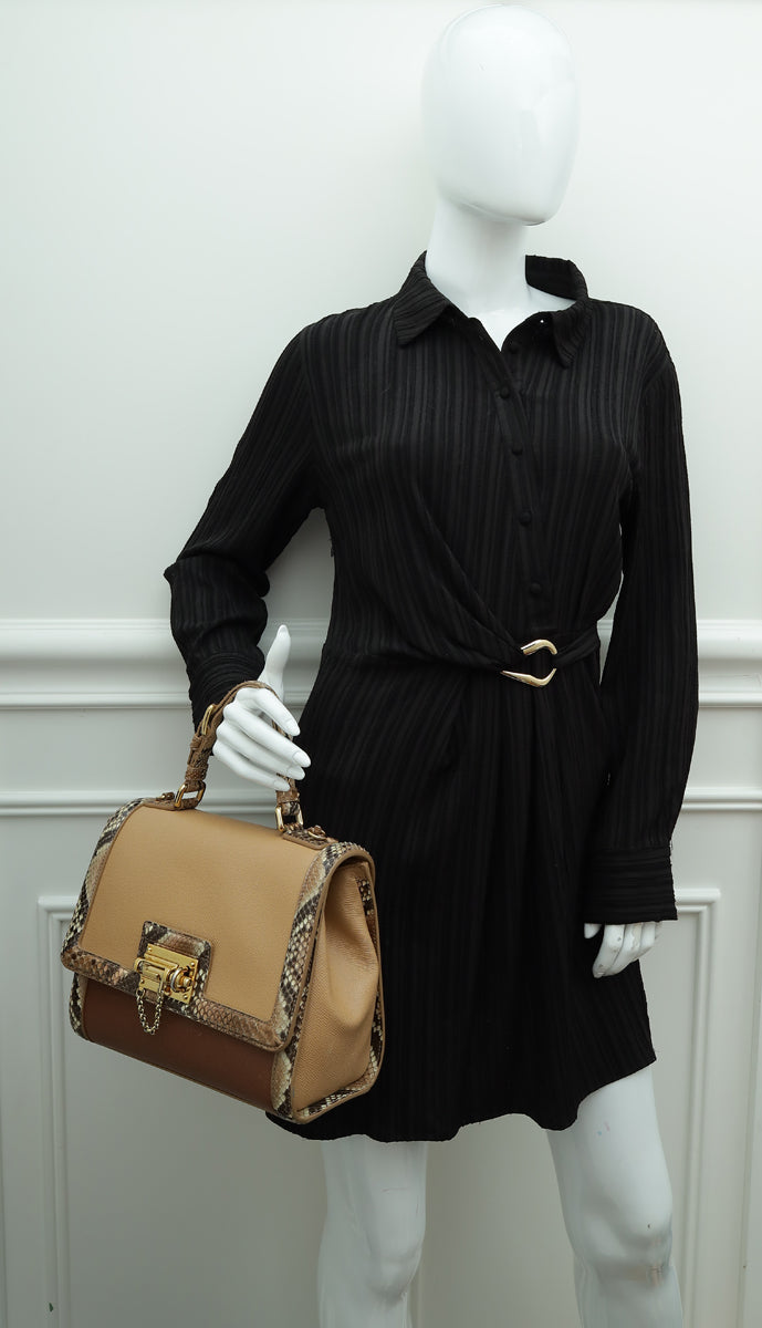 Dolce & Gabbana Tricolor Dauphine & Python Monica Medium Top Handle Bag