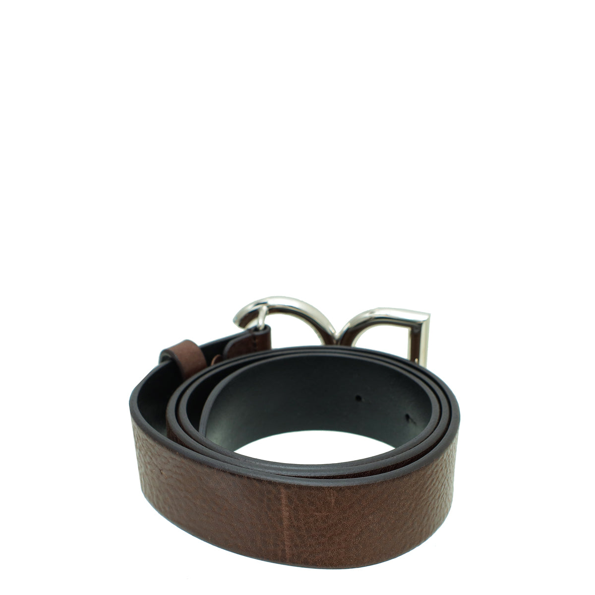 Dolce & Gabbana Brown Leather Belt with Silver DG Buckle Dolce&Gabbana Men main image 3